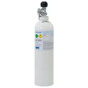 botella de oxígeno que contiene el maletín de reanimación